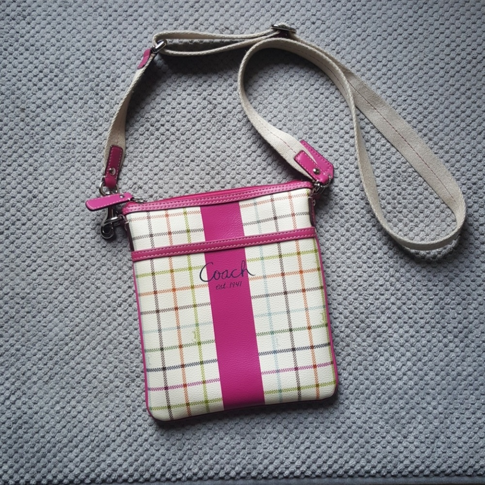 Coach Pink Plaid Crossbody